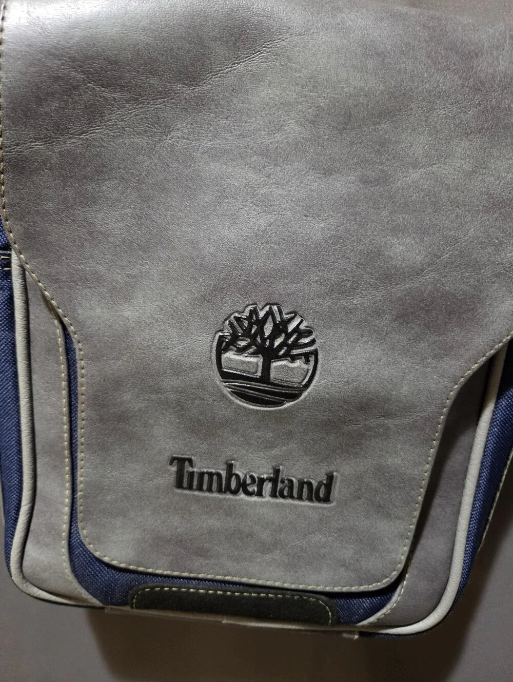 Timberland Navy and Gray Leather-Accent Messenger Crossbody